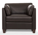 Matias Chocolate Leather Chair with Sloped Armrests