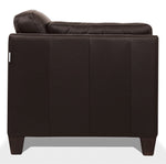 Matias Chocolate Leather Loveseat with Sloped Armrests