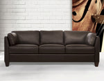 Matias Chocolate Leather Sofa with Sloped Armrests