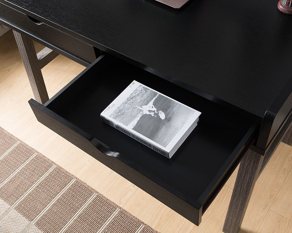 Mattea Black/Distressed Grey Wood 2-Drawer Desk