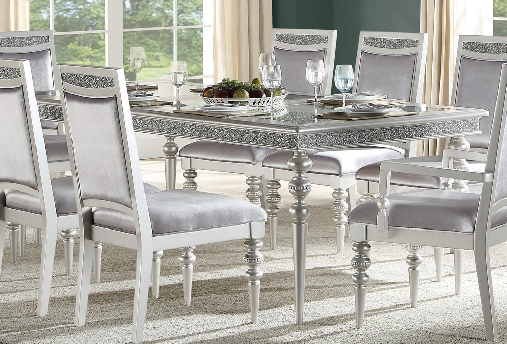 Maverick Platinum Wood Dining Table with Glass Insert