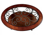 May Brown Cherry Wood/Metal/Glass Coffee Table