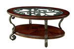 May Brown Cherry Wood/Metal/Glass Coffee Table