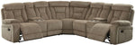 Maybell Mocha Fabric Manual Recliner Sectional