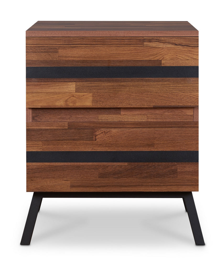 Karine Walnut/Sandy Black Wood 2-Drawer End Table