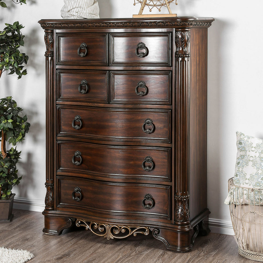 Menodora Brown Cherry Wood/Marble Chest