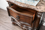 Menodora Brown Cherry Wood/Marble Nightstand