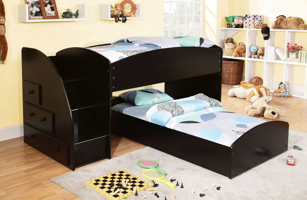 Merritt Black Wood Twin over Twin Bunk Bed