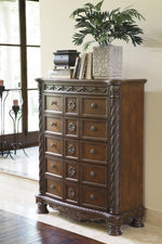 North Shore Dark Brown Wood 5-Drawer Chest