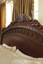 North Shore Dark Brown Wood King Sleigh Bed (Oversized)