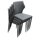Milo 4 Grey Diamond Tufted Leatherette Side Chairs