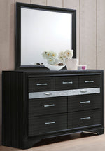 Naima Black Glass/Wood Frame Mirror