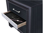 Naima Black Wood Nightstand with Jewelry Drawer