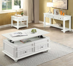 Natesa White Washed Wood Coffee Table with Lift Top & 2 Drawers