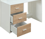 Nerice White/Oak Wood Twin Loft Bed with Desk & Wardrobe