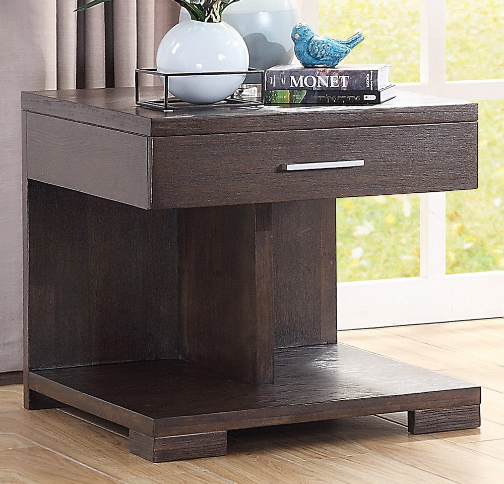 Niamey Cherry Wood End Table with Drawer