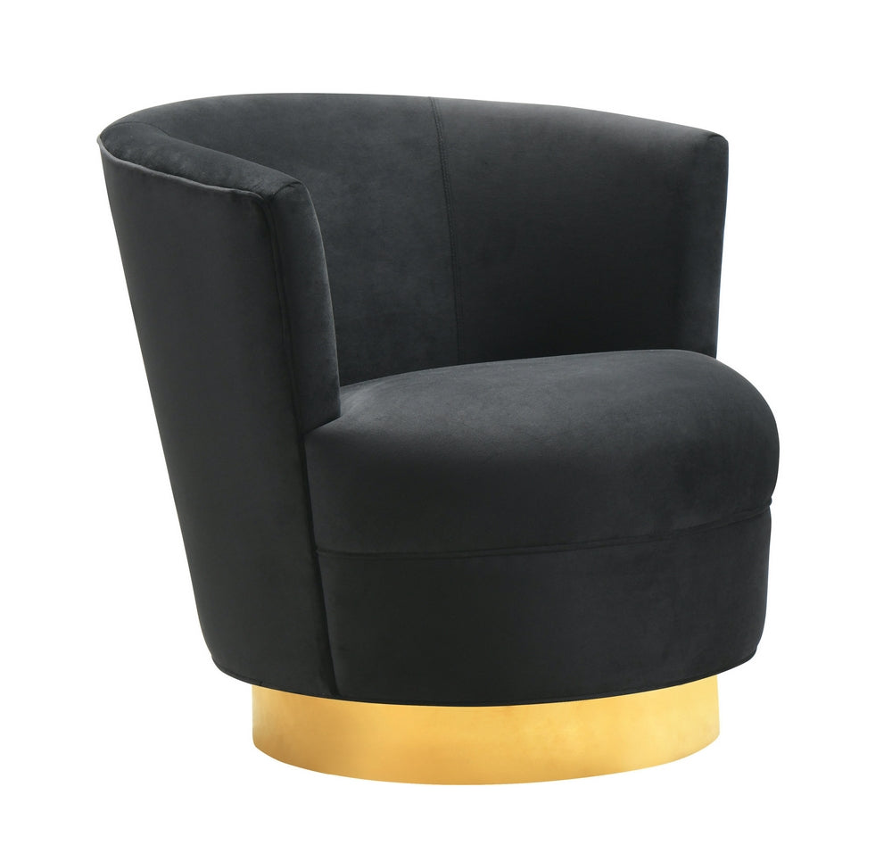 Noah Black Velvet Swivel Accent Chair