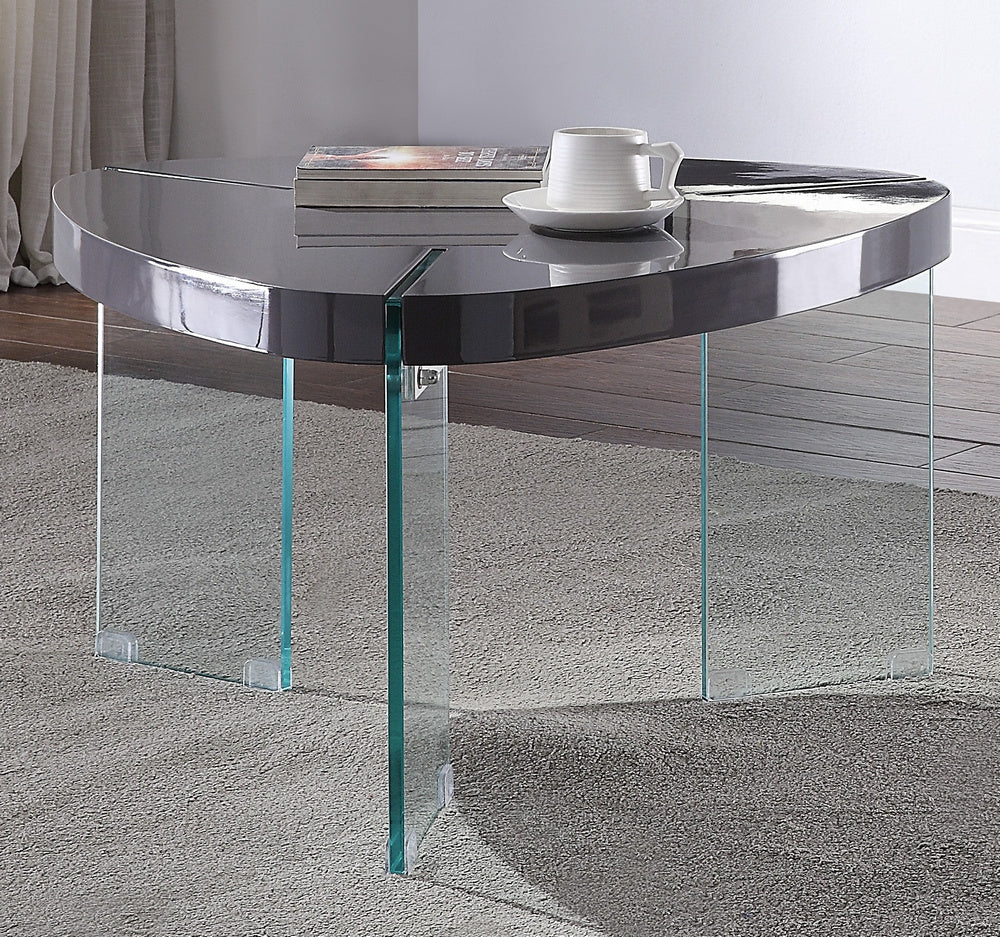 Noland Gray High Gloss Wood/Clear Glass Coffee Table