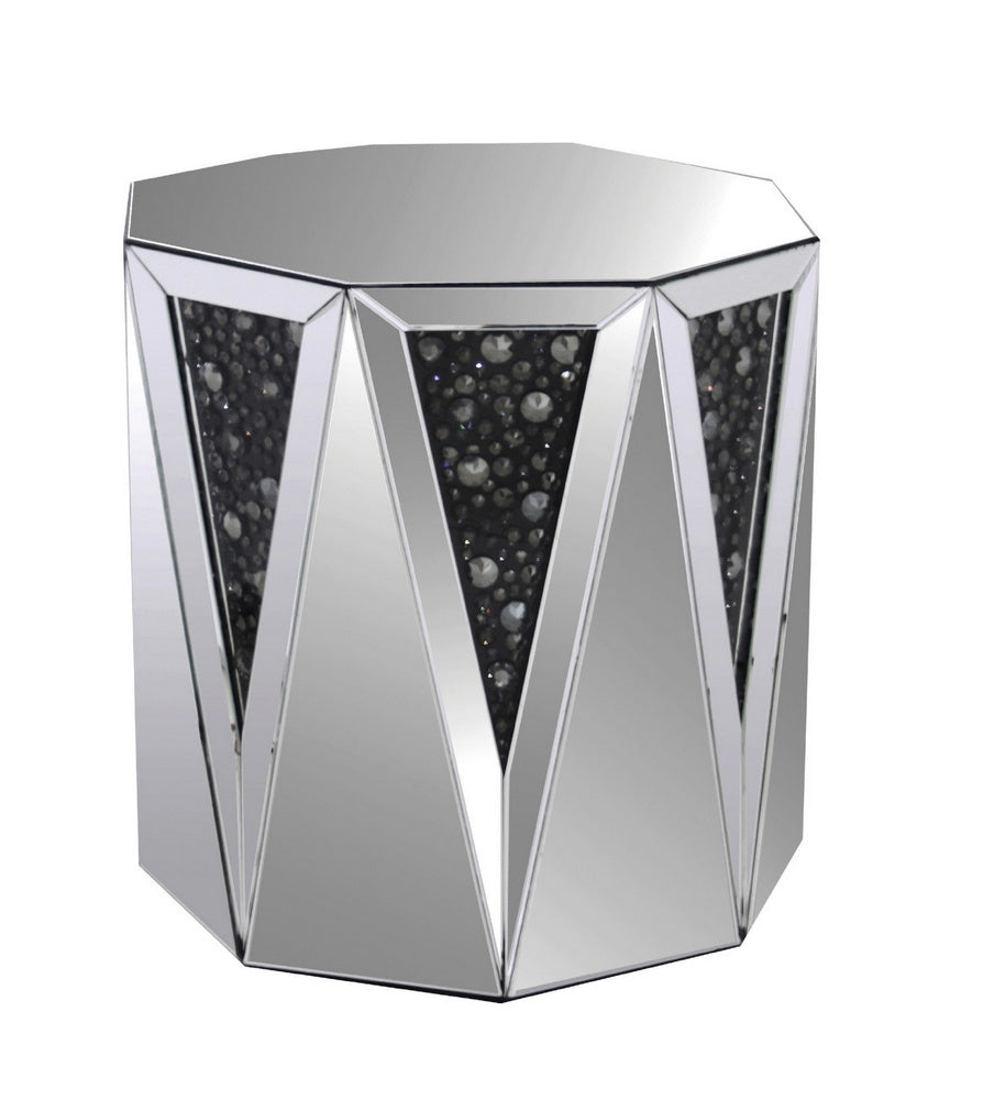 Noor Mirrored End Table with Crystal Inserts