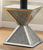 Noralie Mirrored Square End Table with Faux Crystals