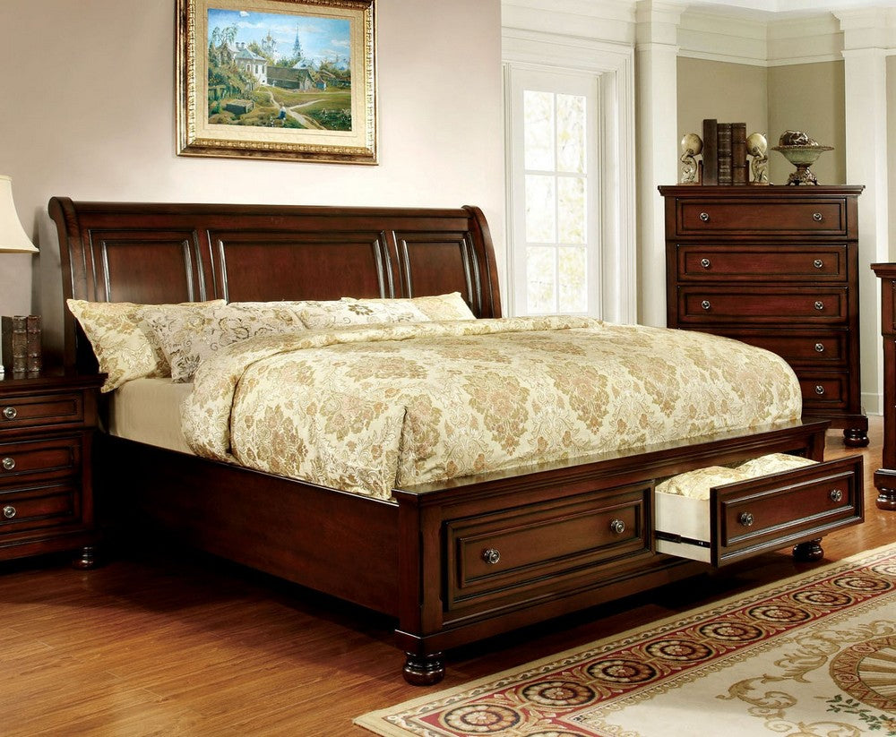 Northville Cherry Wood Queen Storage Bed