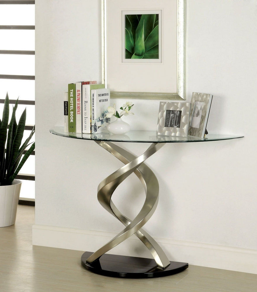 Nova Silver Stainless Steel/Glass Sofa Table