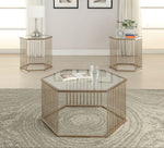 Oaklie Gold Metal Coffee Table with Glass Top