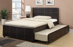 Oline Espresso Faux Leather Full Bed with Twin Trundle
