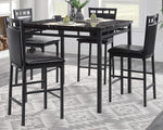 Olney 5-Pc Black Faux Marble Counter Height Table Set