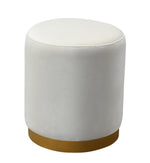 Opal Cream Velvet Ottoman with Gold Metal Base