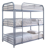 Opal II Silver Metal Twin Triple Bunk Bed