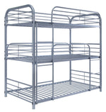 Opal II Silver Metal Twin Triple Bunk Bed