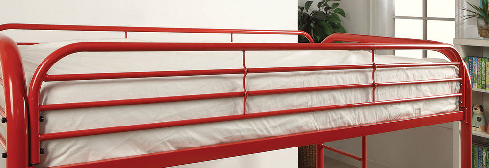 Opal Red Metal Twin over Twin Bunk Bed