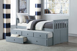 Orion Gray Wood Twin Captains Bed w/Trundle & 2 Drawers