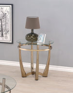 Orlando II Gold Metal Tube & Clear Glass End Table