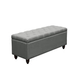 Park Avenue Grey Linen Tufted Lift-Top Storage Bench