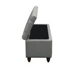 Park Avenue Grey Linen Tufted Lift-Top Storage Bench