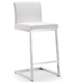 Parma 2 White Vegan Leather/Steel Counter Stools