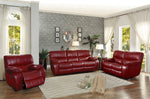 Pecos Red Leather Gel Match Manual Double Recliner Sofa