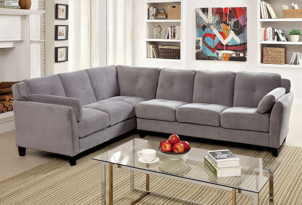 Peever II Warm Gray Flannelette Sectional Sofa