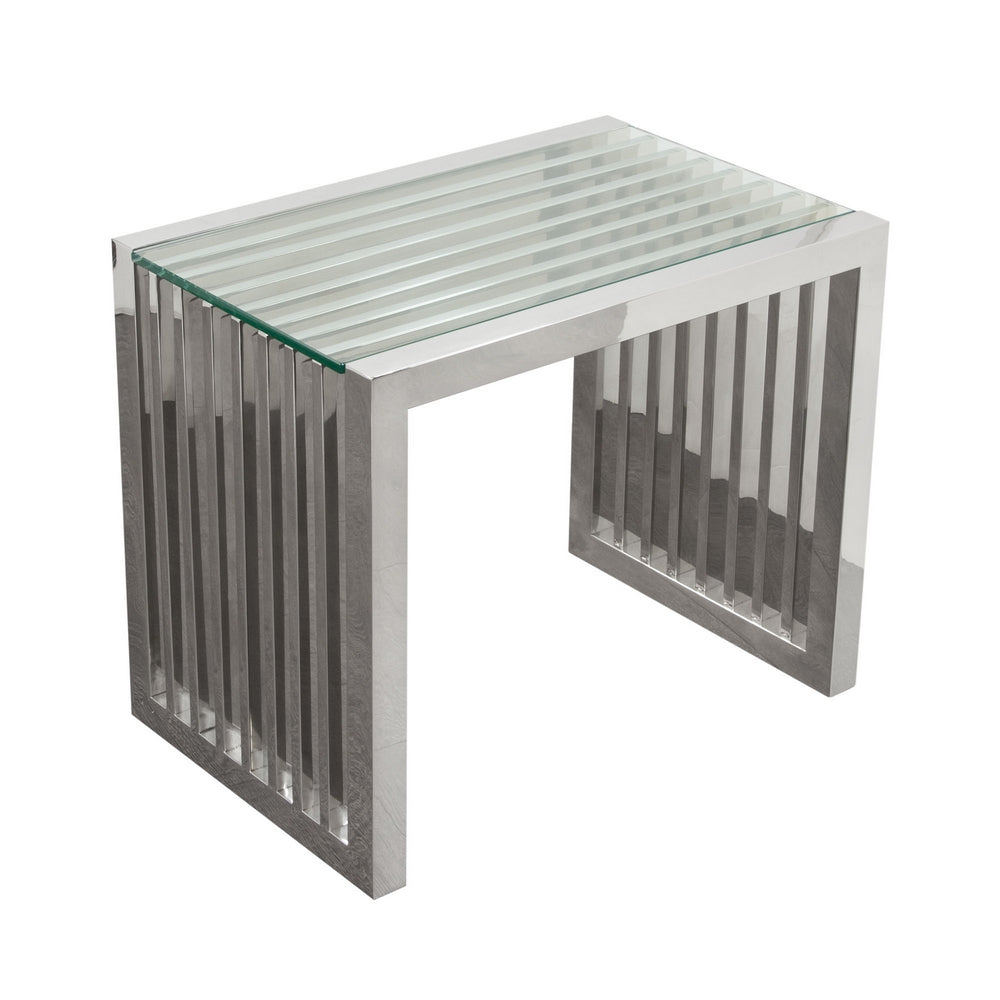 Soho Glass/Stainless Steel Rectangular End Table