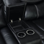 Pollux Black Leatherette Manual Recliner Sofa