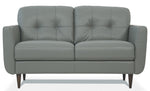 Radwan Pesto Green Leather Button Tufted Loveseat