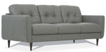 Radwan Pesto Green Leather Button Tufted Sofa