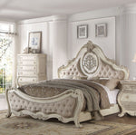 Ragenardus Antique White Fabric/Wood King Bed