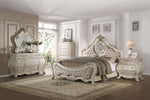 Ragenardus Antique White Fabric/Wood King Bed