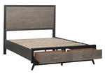 Raku Gray & Black Wood Full Bed with Storage