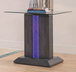 Rhyl Gray Glass/Wood End Table with LED