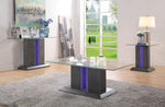 Rhyl Gray Glass/Wood End Table with LED