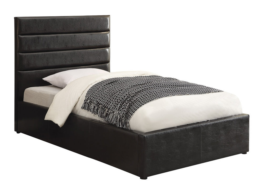 Riverbend Black Leatherette Full Bed with Lift-Top Storage